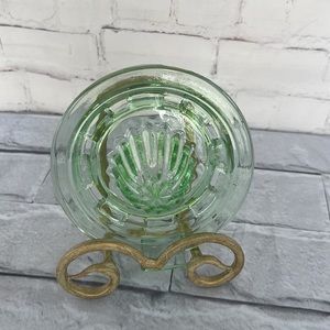 Vintage green Vaseline glass juicer